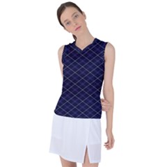 Blue Plaid Shirt Women s Sleeveless Sports Top by dressshop