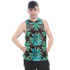 Blue Florals As A Ornate Contemplative Collage Men s Sleeveless Hoodie by pepitasart