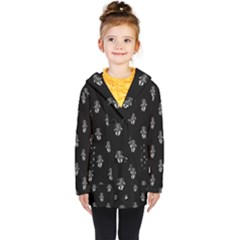 Creepy Skull Doll Motif Print Pattern Kids  Double Breasted Button Coat by dflcprintsclothing