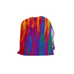 Gay Pride Rainbow Vertical Paint Strokes Drawstring Pouch (medium) by VernenInk