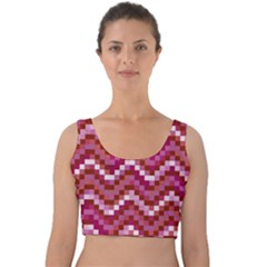 Lesbian Pride Pixellated Zigzag Stripes Velvet Crop Top by VernenInk