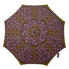 Gold Plates With Magic Flowers Raining Down Hook Handle Umbrellas (medium) by pepitasart