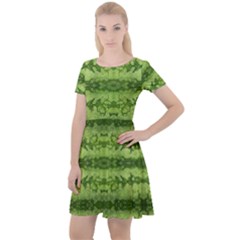 Watermelon Pattern, Fruit Skin In Green Colors Cap Sleeve Velour Dress  by Casemiro