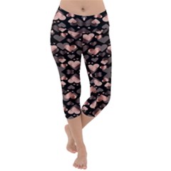 Shiny Hearts Lightweight Velour Capri Yoga Leggings by Sparkle