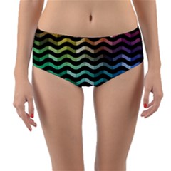 Digital Waves Reversible Mid-waist Bikini Bottoms by Sparkle