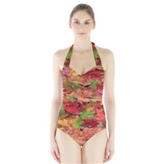 Spring Leafs Halter Swimsuit by Sparkle