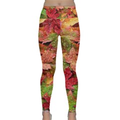 Spring Leafs Lightweight Velour Classic Yoga Leggings by Sparkle
