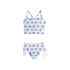 Insects-icons-square-seamless-pattern Girls  Tankini Swimsuit by Vaneshart