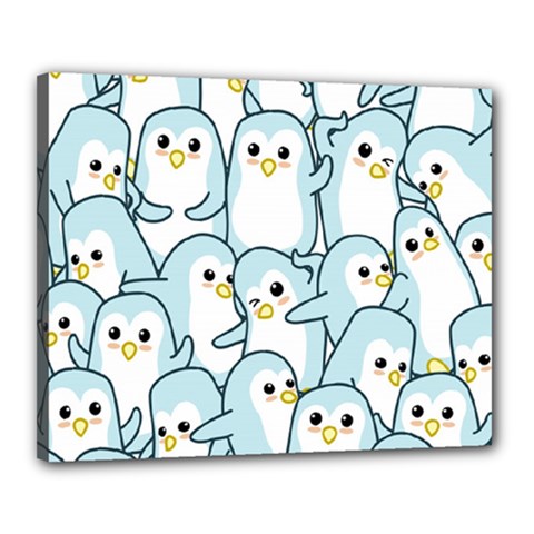 Penguins Pattern Canvas 20  X 16  (stretched) by Vaneshart