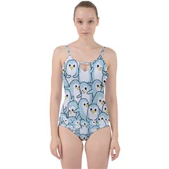 Penguins Pattern Cut Out Top Tankini Set by Vaneshart