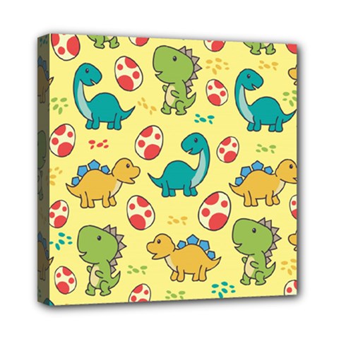 Seamless Pattern With Cute Dinosaurs Character Mini Canvas 8  X 8  (stretched) by Vaneshart