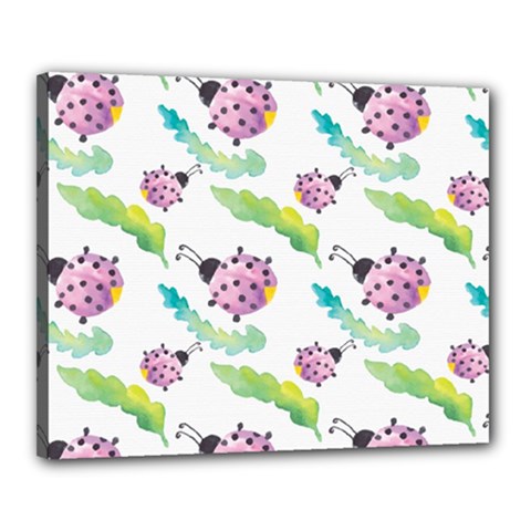 Watercolor Pattern With Lady Bug Canvas 20  X 16  (stretched) by Vaneshart