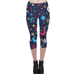 Colorful-background-moons-stars Capri Leggings  by Vaneshart