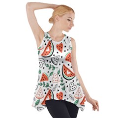 Seamless-vector-pattern-with-watermelons-mint Side Drop Tank Tunic by Vaneshart