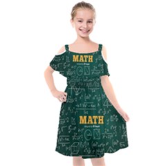 Realistic-math-chalkboard-background Kids  Cut Out Shoulders Chiffon Dress by Vaneshart