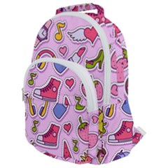 Fashion Patch Set Rounded Multi Pocket Backpack by Vaneshart