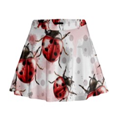 Ladybugs-pattern-texture-watercolor Mini Flare Skirt by Vaneshart