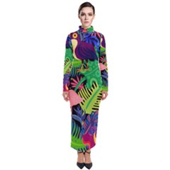Tropical-exotic-colors-seamless-pattern Turtleneck Maxi Dress by Vaneshart