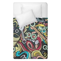 Cartoon-cute-doodles-hand-drawn-auto-service-seamless-pattern Duvet Cover Double Side (single Size) by Vaneshart