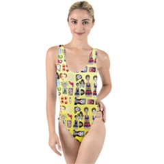 Kawaiicollagepattern3 High Leg Strappy Swimsuit by snowwhitegirl