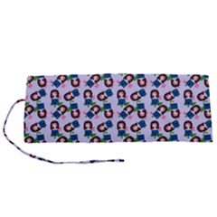 Goth Girl In Blue Dress Lilac Pattern Roll Up Canvas Pencil Holder (s) by snowwhitegirl