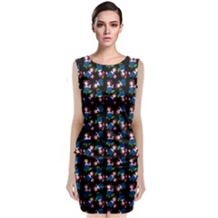 Goth Girl In Blue Dress Black Pattern Sleeveless Velvet Midi Dress by snowwhitegirl