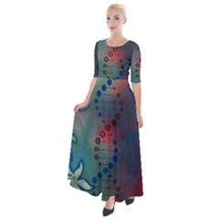 Flower Dna Half Sleeves Maxi Dress by RobLilly