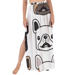Dog French Bulldog Seamless Pattern Face Head Maxi Chiffon Tie-up Sarong by BangZart