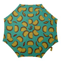 Taco Drawing Background Mexican Fast Food Pattern Hook Handle Umbrellas (large) by BangZart