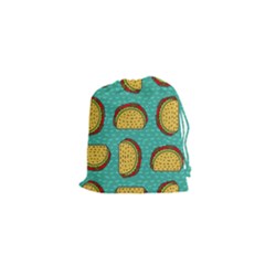 Taco Drawing Background Mexican Fast Food Pattern Drawstring Pouch (xs) by BangZart