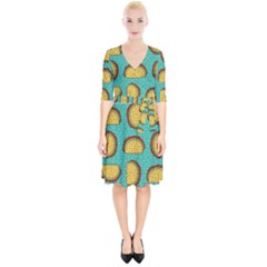 Taco Drawing Background Mexican Fast Food Pattern Wrap Up Cocktail Dress by BangZart
