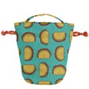 Taco drawing background mexican fast food pattern Drawstring Bucket Bag View2