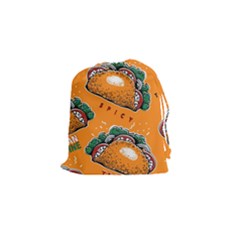 Seamless Pattern With Taco Drawstring Pouch (small) by BangZart