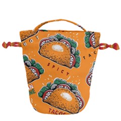 Seamless Pattern With Taco Drawstring Bucket Bag by BangZart