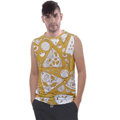 Vector Seamless Pizza Slice Pattern Hand Drawn Pizza Illustration Great Pizzeria Menu Background Men s Regular Tank Top by BangZart