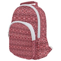 Pink Art With Abstract Seamless Flaming Pattern Rounded Multi Pocket Backpack by BangZart