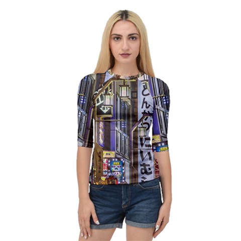 Shinjuku District Urban Night Scene, Tokyo Japan Quarter Sleeve Raglan Tee by dflcprintsclothing