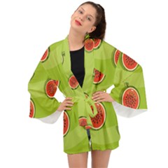 Seamless Background With Watermelon Slices Long Sleeve Kimono by BangZart