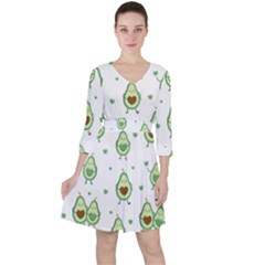 Cute Seamless Pattern With Avocado Lovers Ruffle Dress by BangZart