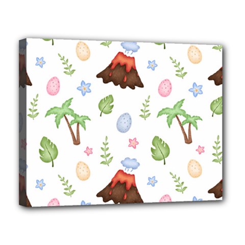 Cute Palm Volcano Seamless Pattern Canvas 14  X 11  (stretched) by BangZart