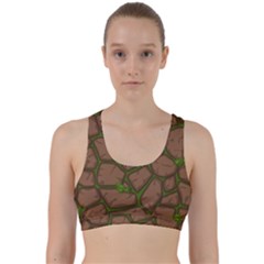 Cartoon Brown Stone Grass Seamless Background Texture Pattern Back Weave Sports Bra by BangZart