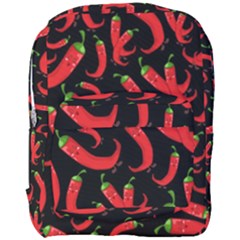 Seamless Vector Pattern Hot Red Chili Papper Black Background Full Print Backpack by BangZart