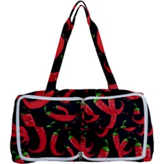 Seamless Vector Pattern Hot Red Chili Papper Black Background Multi Function Bag by BangZart