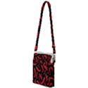 Seamless vector pattern hot red chili papper black background Multi Function Travel Bag View1