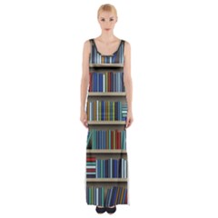Bookshelf Thigh Split Maxi Dress by BangZart
