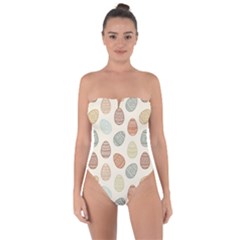 Seamless Pattern Colorful Easter Egg Flat Icons Painted Traditional Style Tie Back One Piece Swimsuit by BangZart