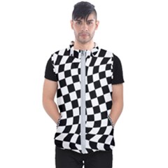 Weaving Racing Flag, Black And White Chess Pattern Men s Puffer Vest by Casemiro