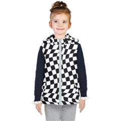 Weaving Racing Flag, Black And White Chess Pattern Kids  Hooded Puffer Vest by Casemiro