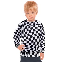 Weaving Racing Flag, Black And White Chess Pattern Kids  Hooded Pullover by Casemiro