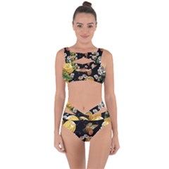 Embroidery Blossoming Lemons Butterfly Seamless Pattern Bandaged Up Bikini Set  by BangZart